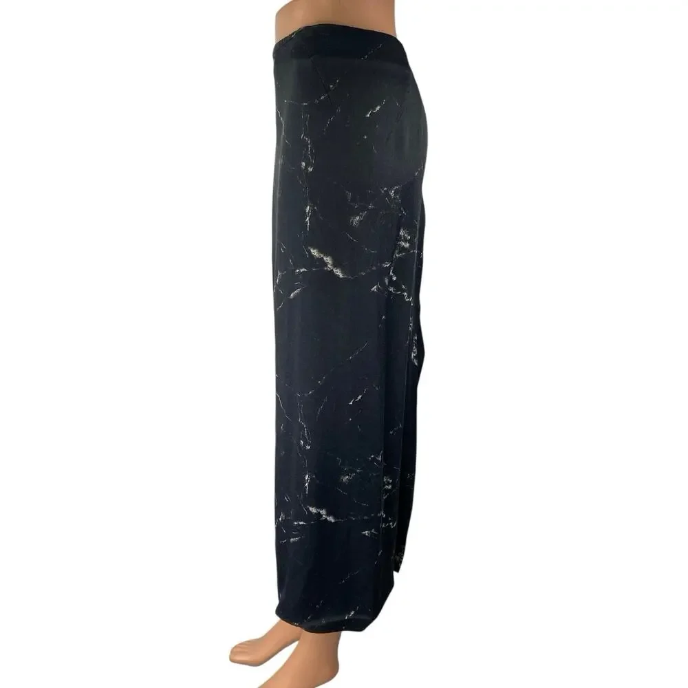 Zara Women's Black White Marble Print High Waisted Straight Midi Skirt Size XS